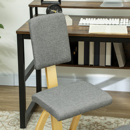 Ergonomic Kneeling Chair with Backrest, Rocking Kneeling Seat, Ergonomic Wood Stool, Orthopedic Office Stool, Posture Corrector, Back Pain Relief, Gray