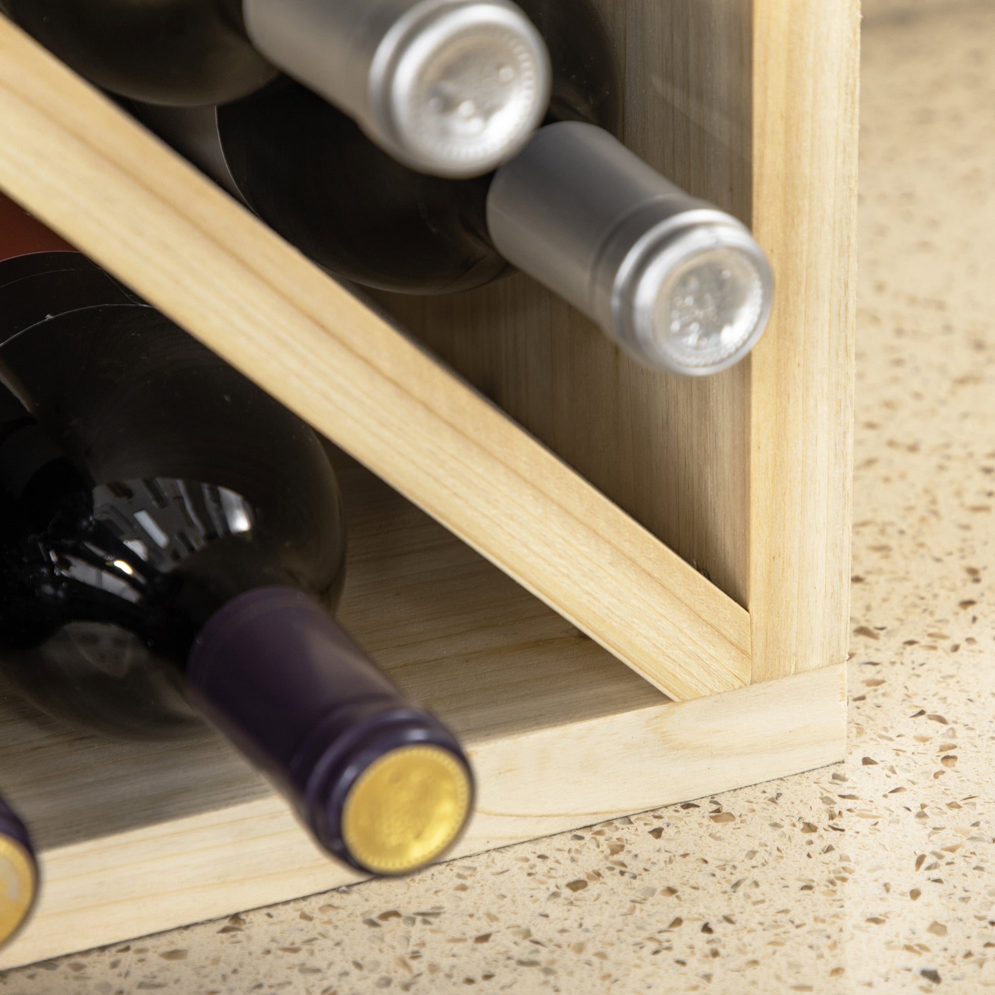 Wine and Liquor Bottle Rack for 24 Bottles, Natural Wood, 50 x 26 x 50 cm