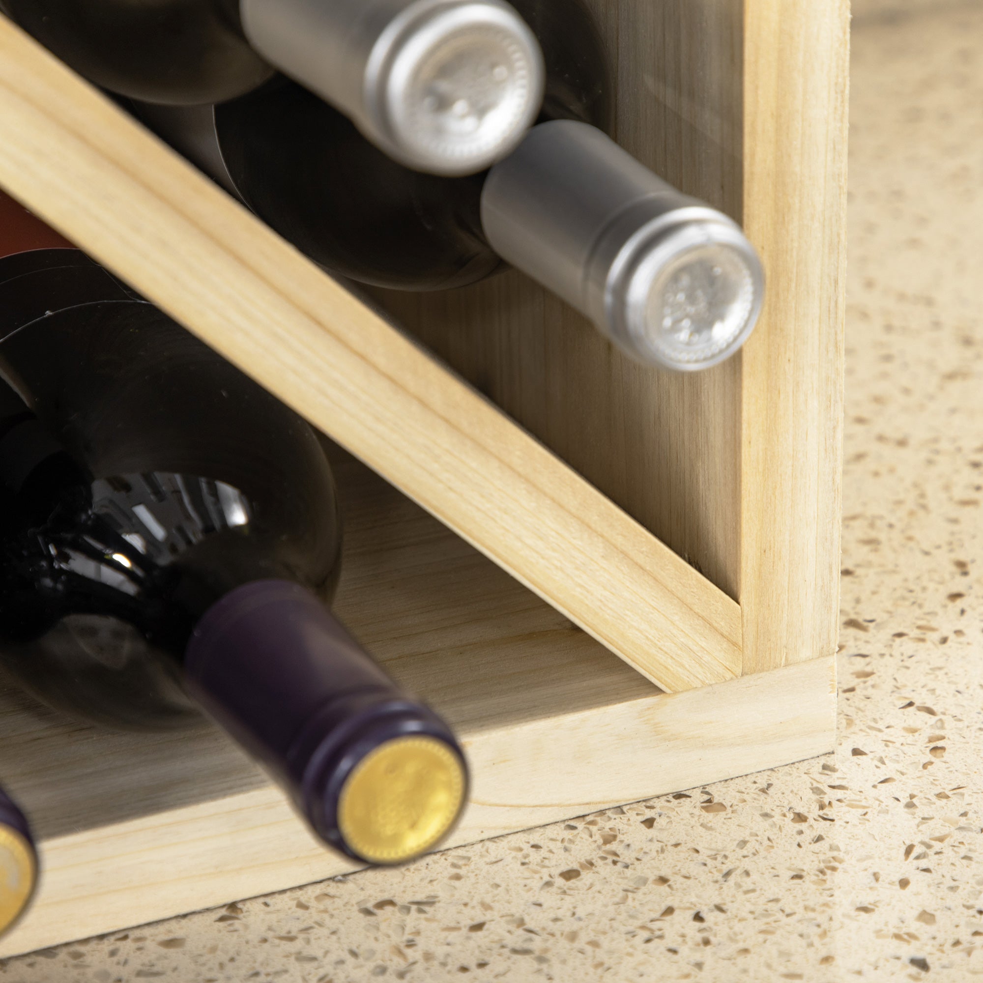 Wine and Liquor Bottle Rack for 24 Bottles, Natural Wood, 50 x 26 x 50 cm