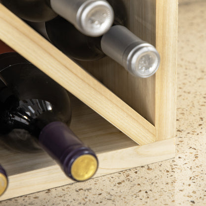 Wine and Liquor Bottle Rack for 24 Bottles, Natural Wood, 50 x 26 x 50 cm