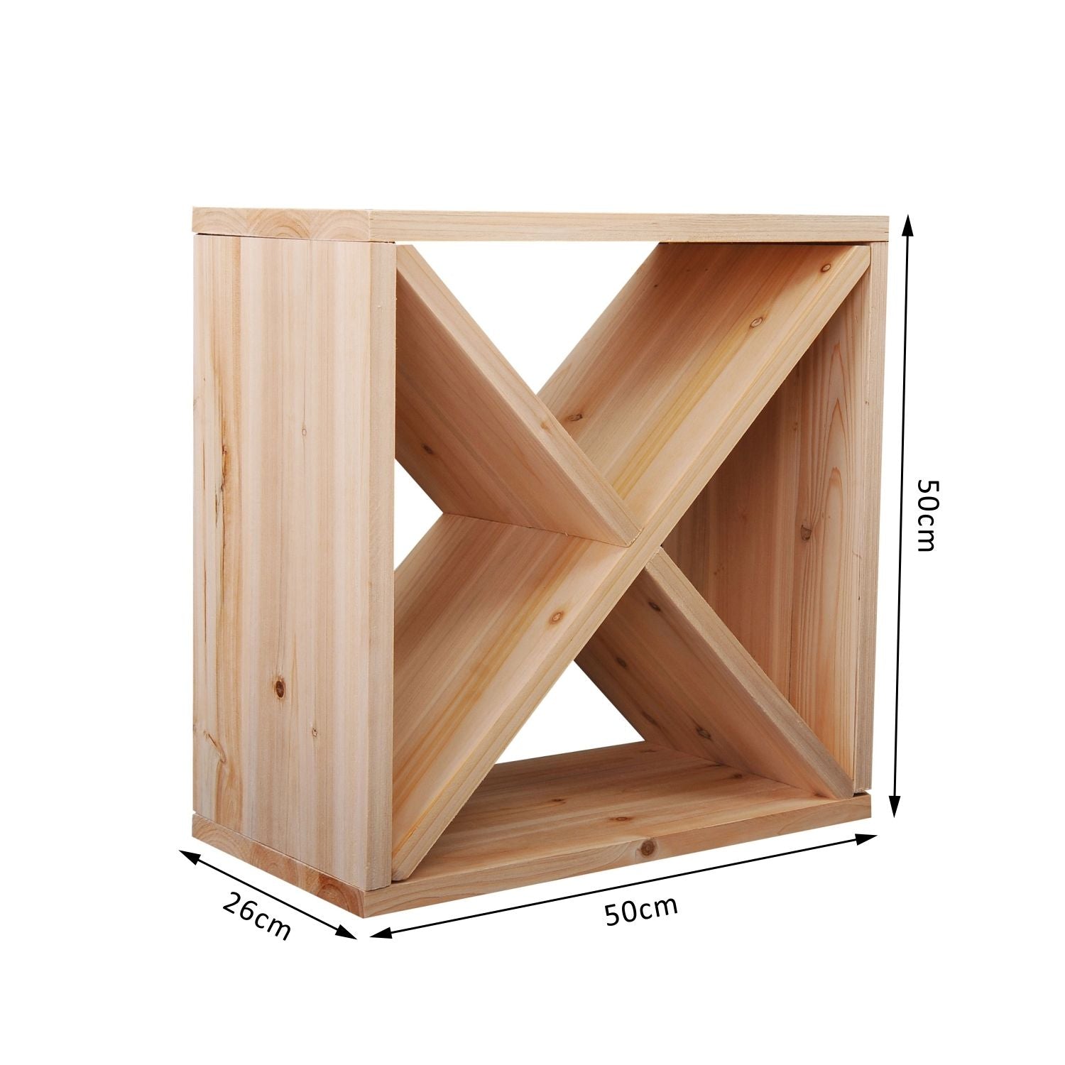 Wine and Liquor Bottle Rack for 24 Bottles, Natural Wood, 50 x 26 x 50 cm