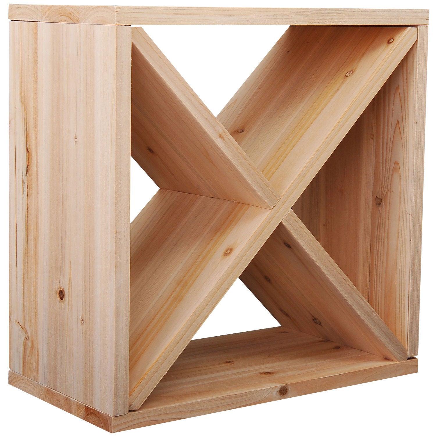 Wine and Liquor Bottle Rack for 24 Bottles, Natural Wood, 50 x 26 x 50 cm