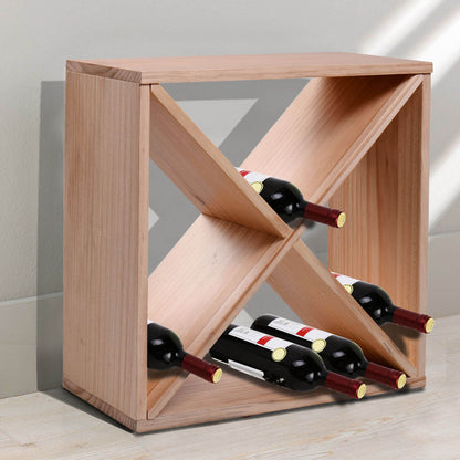 Wine and Liquor Bottle Rack for 24 Bottles, Natural Wood, 50 x 26 x 50 cm
