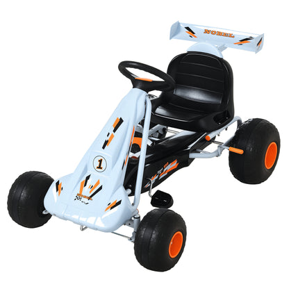 Go-Kart Pedal Car with Hand Brake, Adjustable Seat, Pedal, Forward and Reverse Gear, Chain Drive Children's Vehicle Toy Pedal Go-Kart for Kids Ages 3 and Up Light Blue