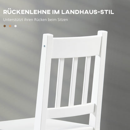 Set of 2 Dining Chairs Kitchen Chair with Backrest, Living Room Chair, Chairs, Dining Chairs made of Solid Wood for Dining Table, White