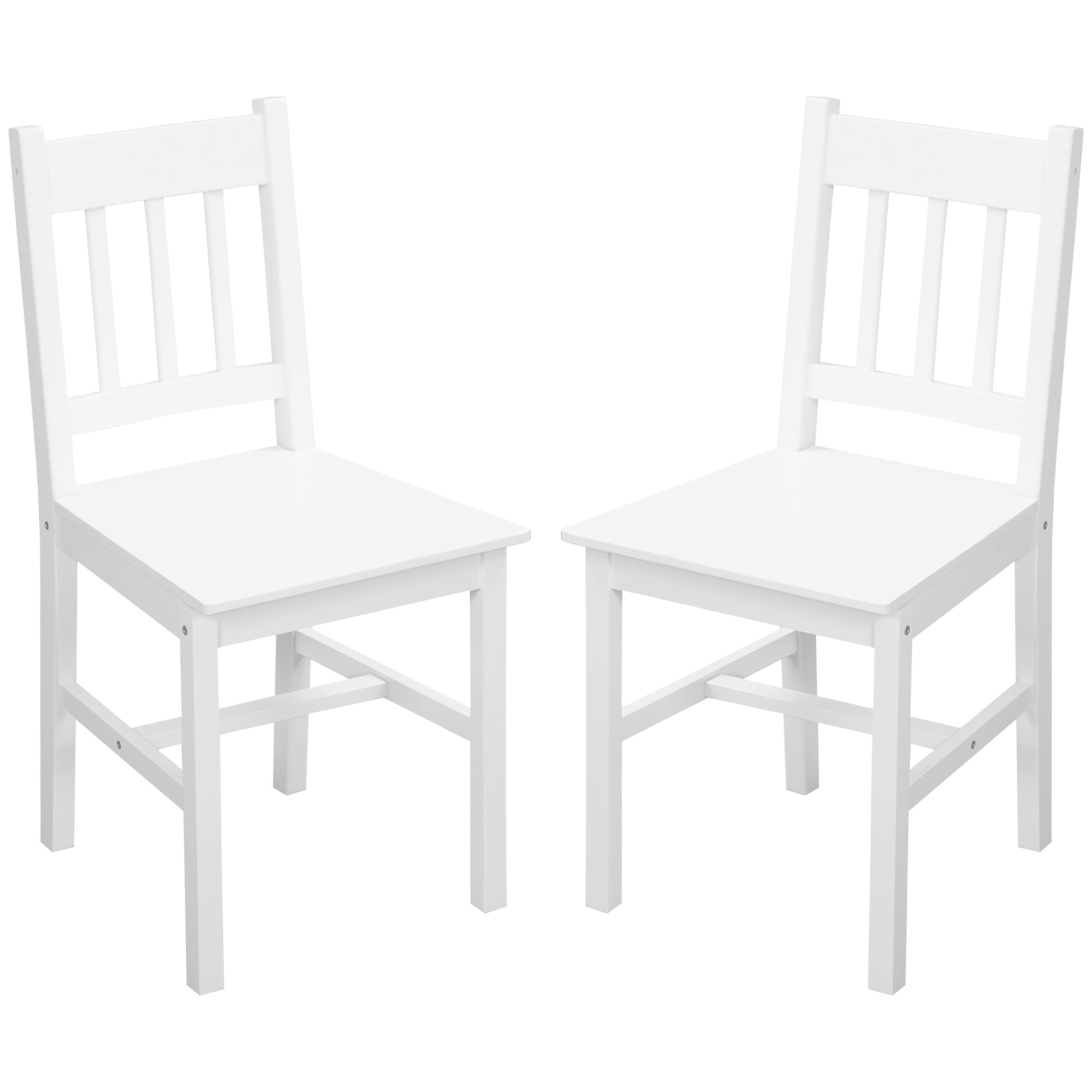 Set of 2 Dining Chairs Kitchen Chair with Backrest, Living Room Chair, Chairs, Dining Chairs made of Solid Wood for Dining Table, White