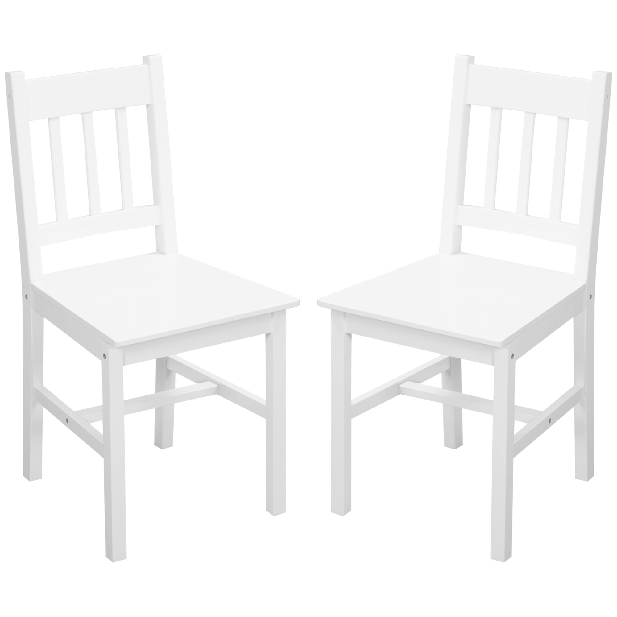 Set of 2 Dining Chairs Kitchen Chair with Backrest, Living Room Chair, Chairs, Dining Chairs made of Solid Wood for Dining Table, White
