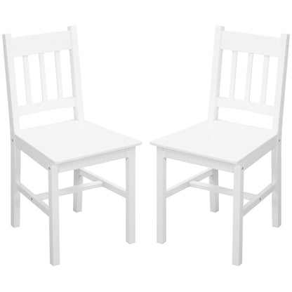 Set of 2 Dining Chairs Kitchen Chair with Backrest, Living Room Chair, Chairs, Dining Chairs made of Solid Wood for Dining Table, White
