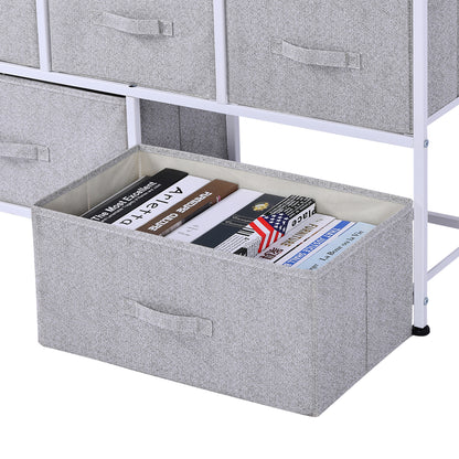 Chest of Drawers Storage Cabinet 100 x 30 x 54 cm 5 Non-Woven Drawers Gray Steel Frame White Light Wood