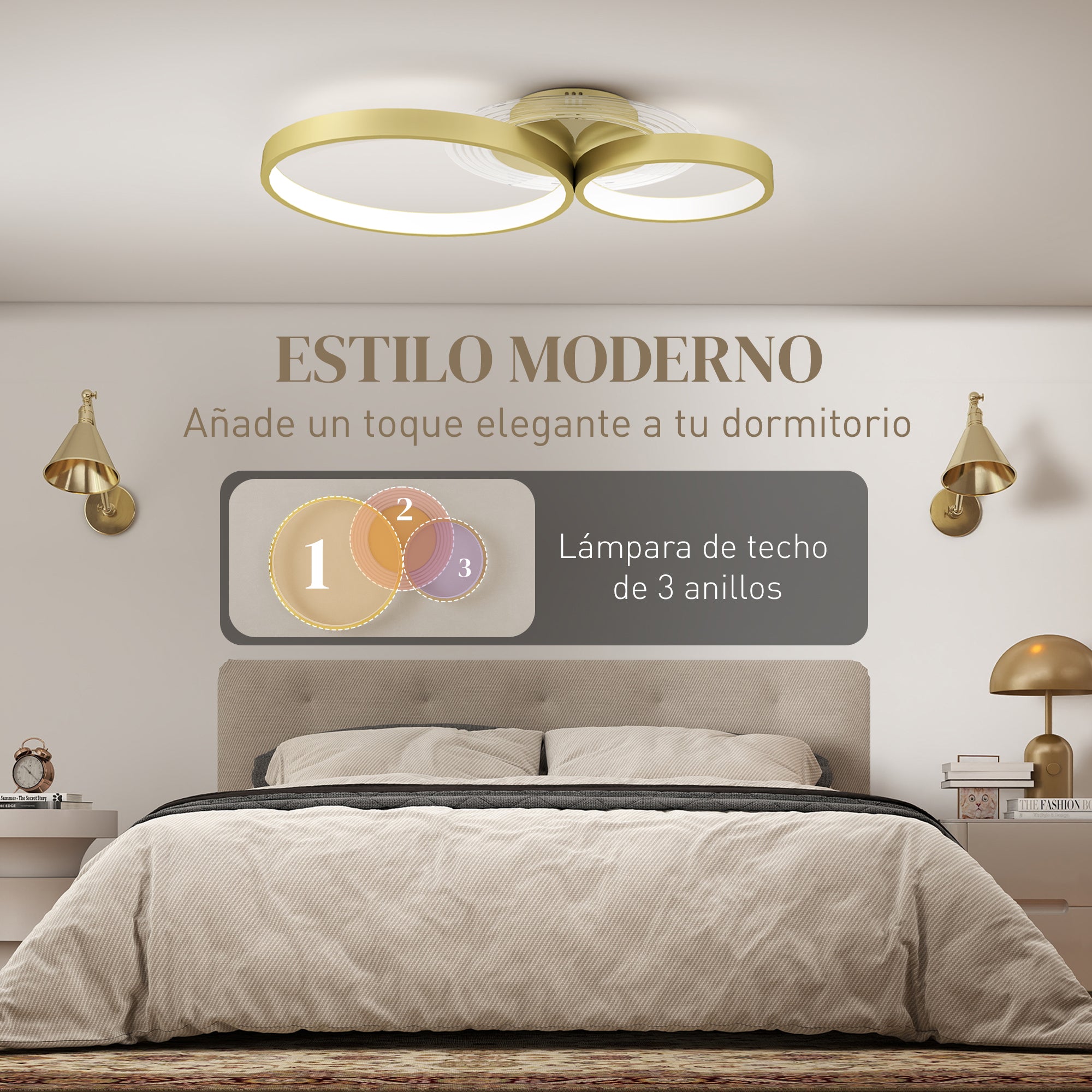40W LED Ceiling Lamp Modern LED Ceiling Light 3000 K/4000 K/6500 K for Bedroom Living Room Kitchen Dining Room Gold