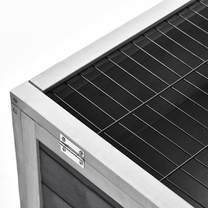 Rabbit and Guinea Pig Cage Hutch with 4 Wheels, House, Ramp, and Removable Tray, Natural Wood, Gray, 90x53x59 cm