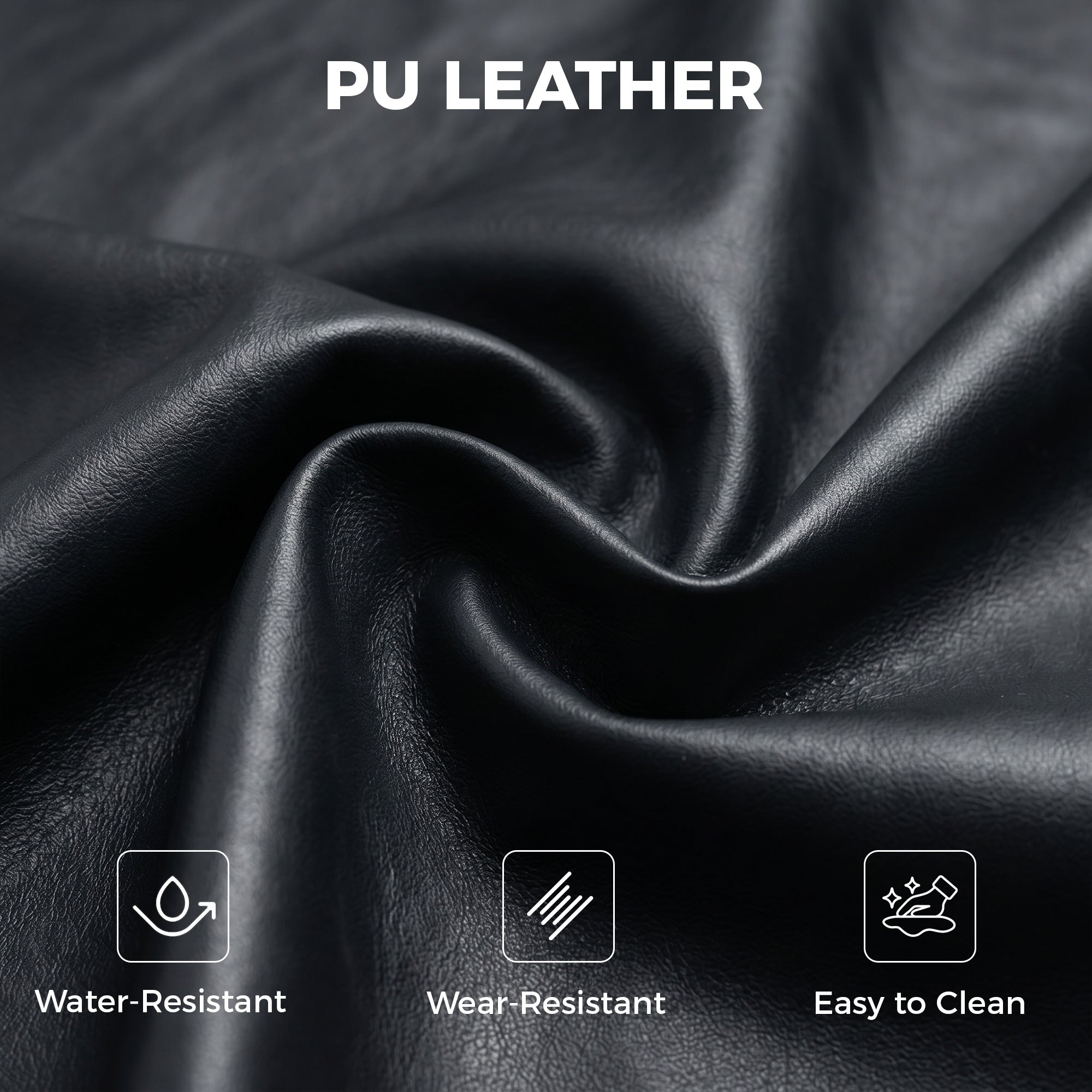 PU Leather Accent Chair — Wide Seat, Thick Foam, Metal Base, Button-Tufted — Black