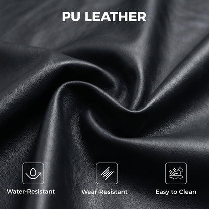 PU Leather Accent Chair — Wide Seat, Thick Foam, Metal Base, Button-Tufted — Black