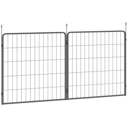 2-Piece Expansion 2 Dog Fence Panels for Playpen, 80 x 80 cm Steel Puppy Fence, for Small and Medium Dogs Gray