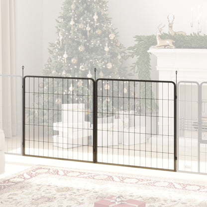 2-Piece Expansion 2 Dog Fence Panels for Playpen, 80 x 80 cm Steel Puppy Fence, for Small and Medium Dogs Gray