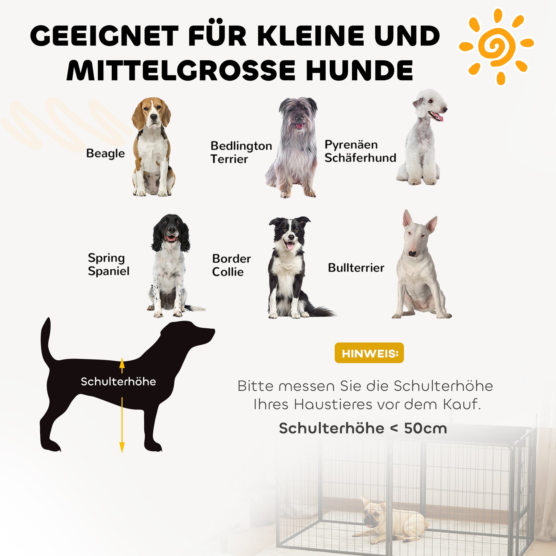 2-Piece Expansion 2 Dog Fence Panels for Playpen, 80 x 80 cm Steel Puppy Fence, for Small and Medium Dogs Gray