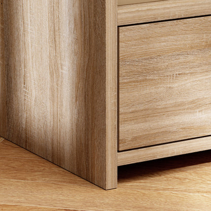 Nightstand with Drawer, Side Table, Bedside Cabinet with Open Shelf, Compartment, Nightstand for Bedroom, Living Room, 40 x 35 x 66 cm, Natural wood