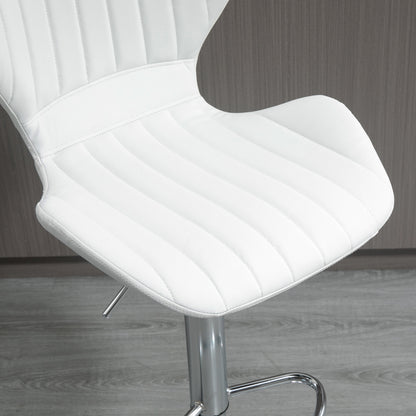 Set of 2 High Kitchen Bar Stools and Swivel Bar Stools with Backrest and Metal Frame 47x51.5x92-114 cm White