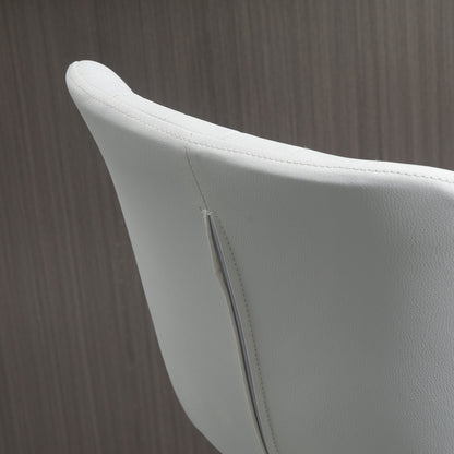 Set of 2 High Kitchen Bar Stools and Swivel Bar Stools with Backrest and Metal Frame 47x51.5x92-114 cm White