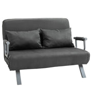 Sleeper Sofa with Adjustable Backrest, Throw Pillows, Sofa Bed, Velvet Look, Armrest, Guest Bed, Folding Chair for Living Room, Bedroom, Gray