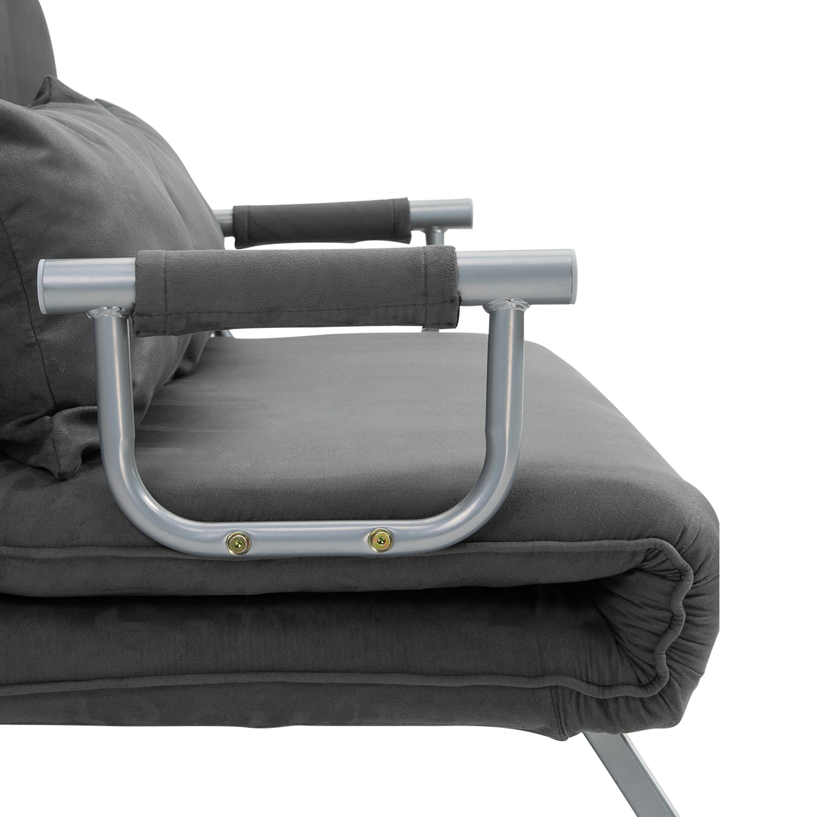 Sleeper Sofa with Adjustable Backrest, Throw Pillows, Sofa Bed, Velvet Look, Armrest, Guest Bed, Folding Chair for Living Room, Bedroom, Gray