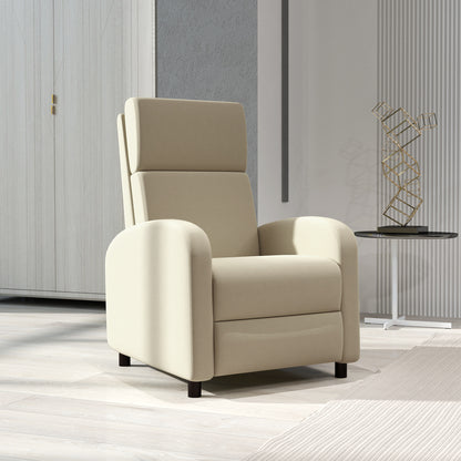 Reclining Armchair TV Chair with Reclining Function Upholstered Chair with Adjustable Backrest, Relaxation Chair with Linen Look, Footrest for Living Room Bedroom, Cream White