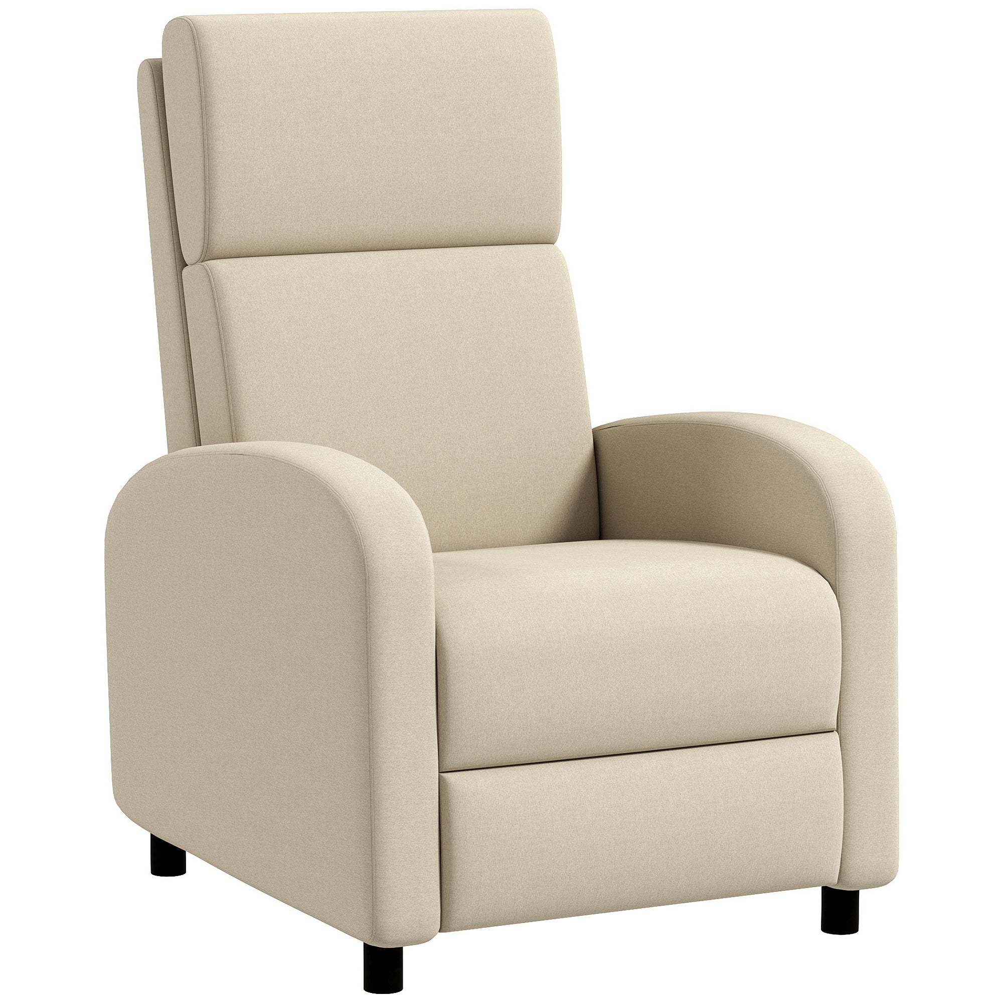 Reclining Armchair TV Chair with Reclining Function Upholstered Chair with Adjustable Backrest, Relaxation Chair with Linen Look, Footrest for Living Room Bedroom, Cream White