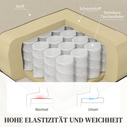 Reclining Armchair TV Chair with Reclining Function Upholstered Chair with Adjustable Backrest, Relaxation Chair with Linen Look, Footrest for Living Room Bedroom, Cream White