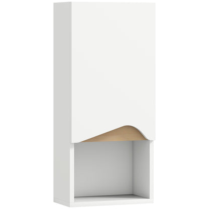 Wall-Mounted Bathroom Cabinet with Soft-Close Door, Adjustable Shelf & Open Compartment, 30x17x67 cm (White)