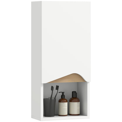 Wall-Mounted Bathroom Cabinet with Soft-Close Door, Adjustable Shelf & Open Compartment, 30x17x67 cm (White)