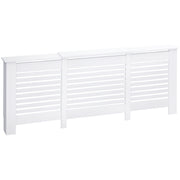 Adjustable Width Radiator Cover with Top Shelf in MDF and Wood, 140-202x19x82.5cm, White