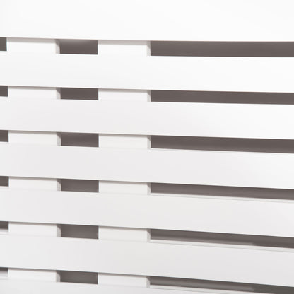 Adjustable Width Radiator Cover with Top Shelf in MDF and Wood, 140-202x19x82.5cm, White