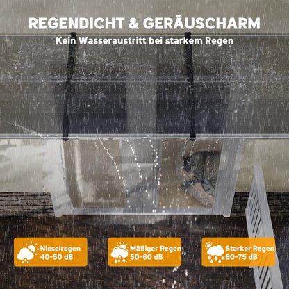 Flat Canopy Awning for Front Door 303 x 96 x 27 cm Canopy with UV Protection, Rain Protection Sunshade for Outdoor Use Aluminum Black