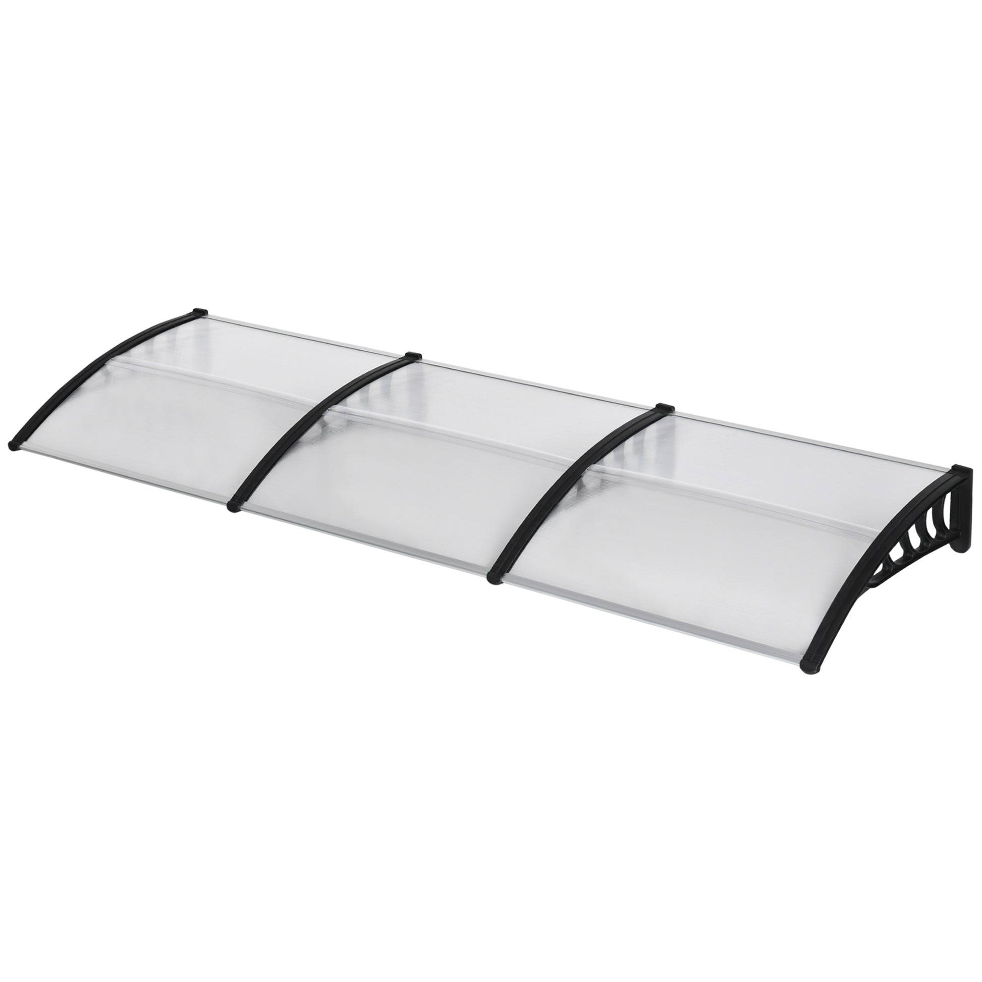 Flat Canopy Awning for Front Door 303 x 96 x 27 cm Canopy with UV Protection, Rain Protection Sunshade for Outdoor Use Aluminum Black