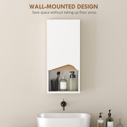 Wall-Mounted Bathroom Cabinet with Soft-Close Door, Adjustable Shelf & Open Compartment, 30x17x67 cm (White)