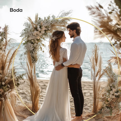 Round Metal Garden Arch for Roses Wedding Arch with Powder-Coated Weather-Resistant Finish for Climbing Plants Decoration Patio Terrace 230x28x234 cm Gold