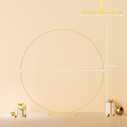 Round Metal Garden Arch for Roses Wedding Arch with Powder-Coated Weather-Resistant Finish for Climbing Plants Decoration Patio Terrace 230x28x234 cm Gold