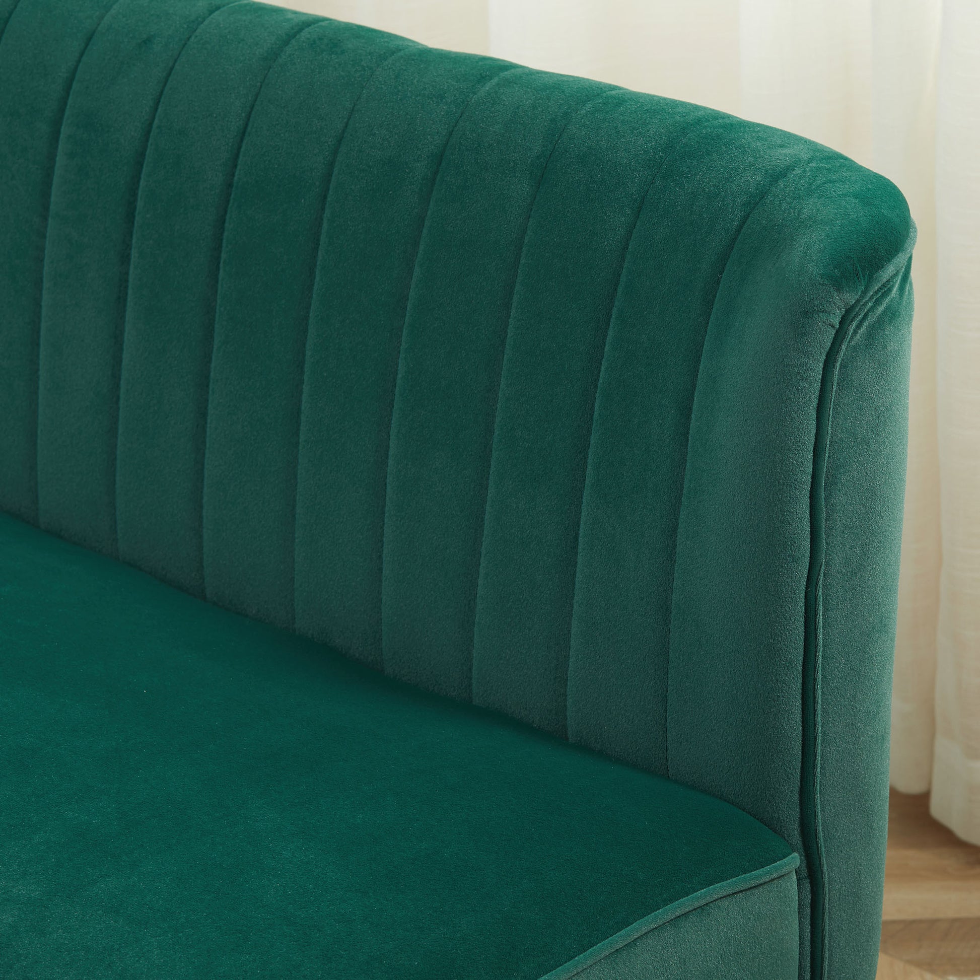 2-Seater Fabric Sofa Upholstered Double Sofa Seating Furniture Lounge Sofa Wood Velvet-like Polyester Foam Dark Green 117 x 56.5 x 77 cm