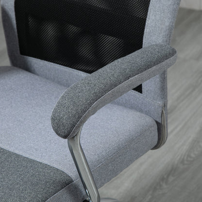 Ergonomic Swivel Office Chair, Adjustable Height and Rocking Function, Mesh Fabric Armchair 65x67x119-129cm Gray