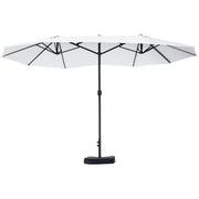 Outdoor Garden Double Rectangular Parasol 4.6L x 2.7W x 2.4H m with crank opening closing, sandbags and base included, for balcony, pool, beige