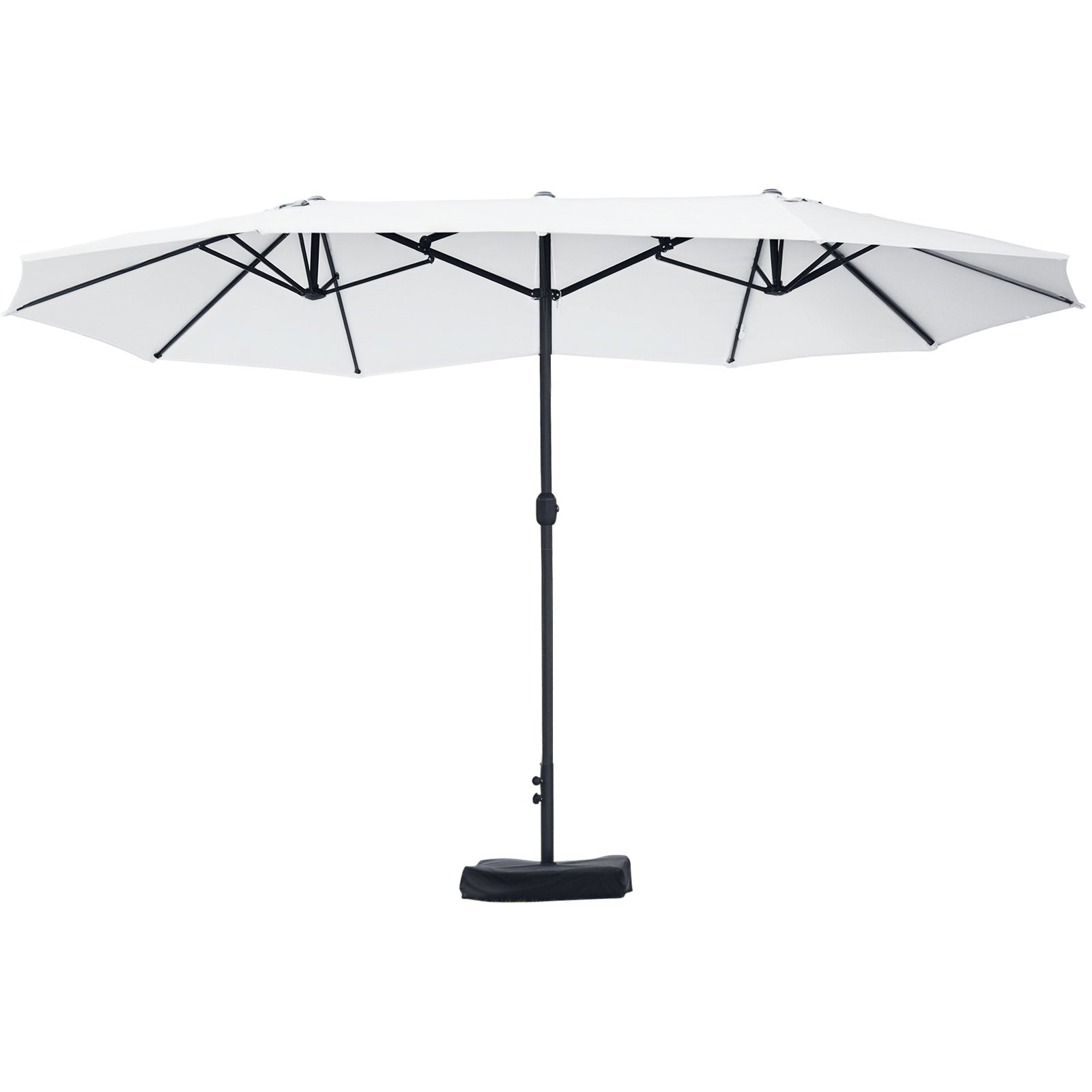 Outdoor Garden Double Rectangular Parasol 4.6L x 2.7W x 2.4H m with crank opening closing, sandbags and base included, for balcony, pool, beige