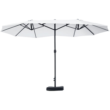 Outdoor Garden Double Rectangular Parasol 4.6L x 2.7W x 2.4H m with crank opening closing, sandbags and base included, for balcony, pool, beige