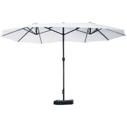 Outdoor Garden Double Rectangular Parasol 4.6L x 2.7W x 2.4H m with crank opening closing, sandbags and base included, for balcony, pool, beige