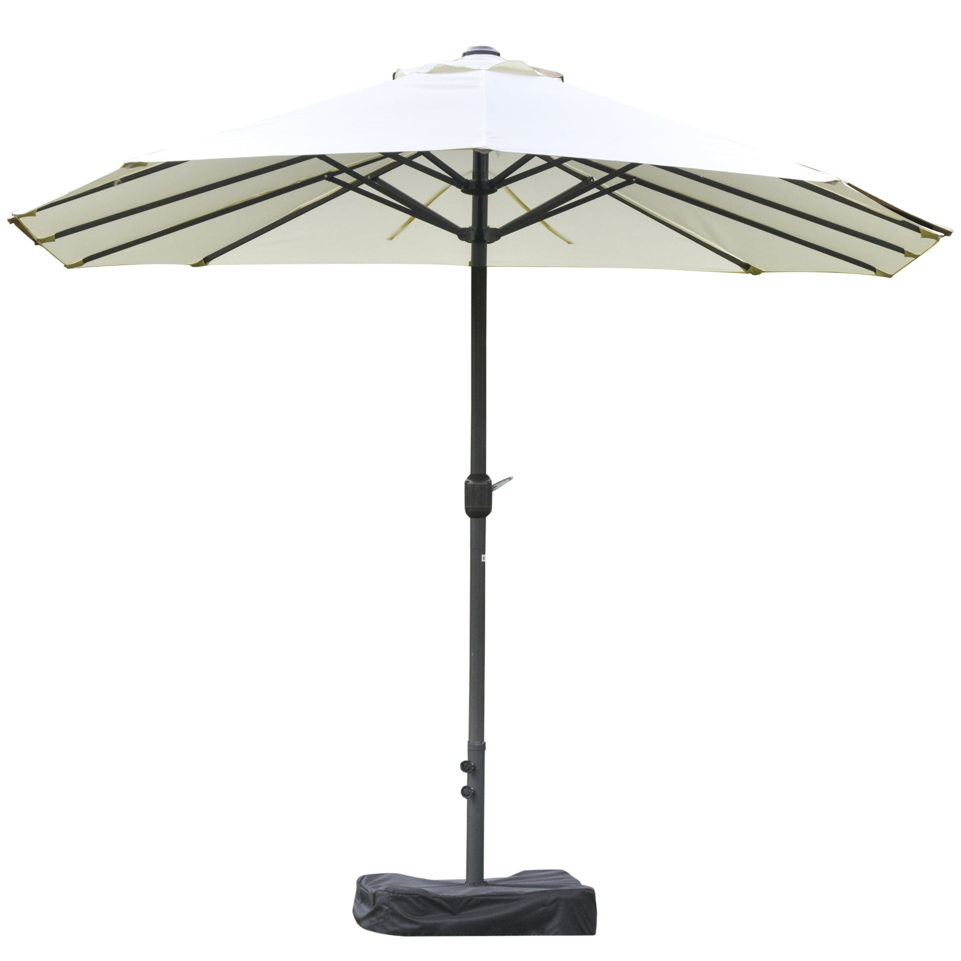 Outdoor Garden Double Rectangular Parasol 4.6L x 2.7W x 2.4H m with crank opening closing, sandbags and base included, for balcony, pool, beige