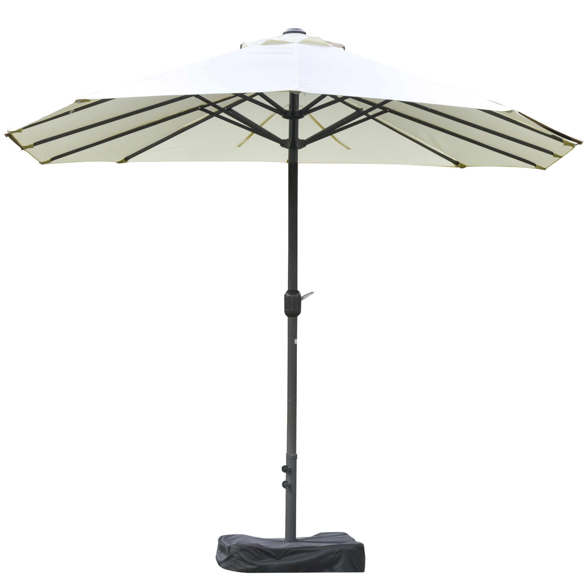 Outdoor Garden Double Rectangular Parasol 4.6L x 2.7W x 2.4H m with crank opening closing, sandbags and base included, for balcony, pool, beige