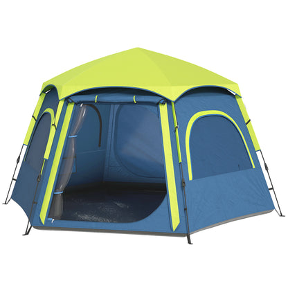 Camping Tent for 2-4 People Foldable Camping Tent with Easy Setup Mesh Windows Hook and Carry Bag UV Protection Waterproof for Hiking Blue and Green