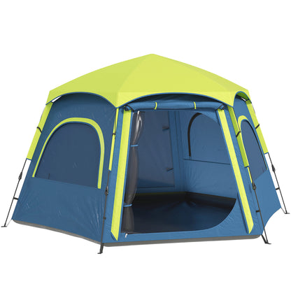 Camping Tent for 2-4 People Foldable Camping Tent with Easy Setup Mesh Windows Hook and Carry Bag UV Protection Waterproof for Hiking Blue and Green