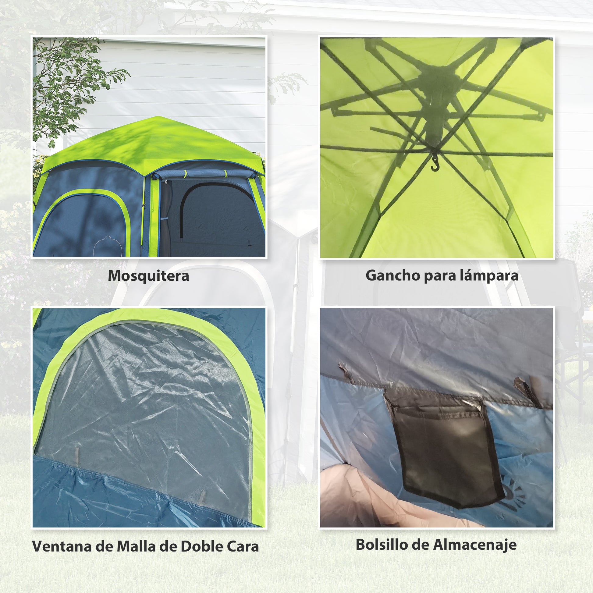 Camping Tent for 2-4 People Foldable Camping Tent with Easy Setup Mesh Windows Hook and Carry Bag UV Protection Waterproof for Hiking Blue and Green
