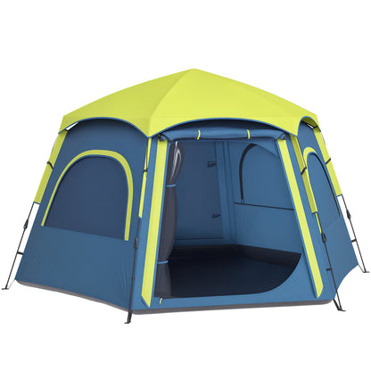 Camping Tent for 2-4 People Foldable Camping Tent with Easy Setup Mesh Windows Hook and Carry Bag UV Protection Waterproof for Hiking Blue and Green