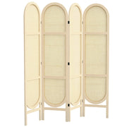 Indoor Wooden Room Divider 4 Panels 170 x 160 cm Foldable and Portable, Handwoven Pattern, Partition Screen for Living Room Bedroom Home, Natural Wood